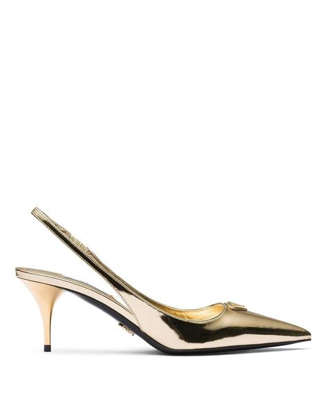 prada mesh logo slingback pumps|prada metallic leather slingback pumps.